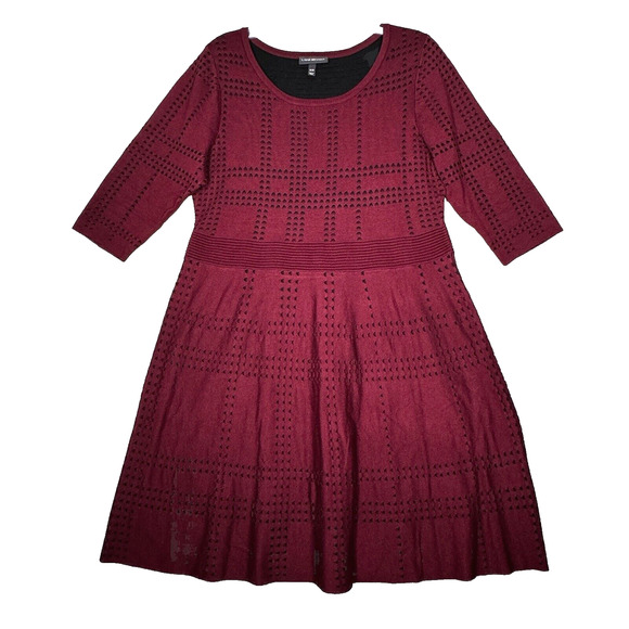 Lane‎ Bryant Dress Womens 18/20 Cranberry Red Sweater Dress Fit Flare Preppy - Picture 1 of 7